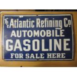Enamelled metal sign for the Atlantic Refining Company, 20ins x 30ins