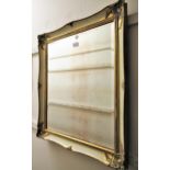 Reproduction rectangular gilt and cream lacquered hanging wall mirror, 28.5ins x 24ins