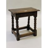 Group of three various early 20th Century oak joint stools, in 17th Century style