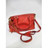 Gucci, red leather bag with detachable shoulder strap, with dust bag Serial No. 308362 493075. In