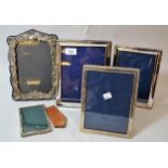 Four various modern silver photograph frames, together with a plated frame 5.5ins x 3.5ins up to