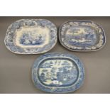 Three various 19th Century transfer printed meat dishes