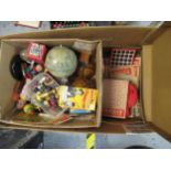 Box containing a quantity of various toys including jokes etc.