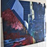 Large 20th Century oil on canvas, cityscape signed Tark and dated '93, 60ins square, unframed