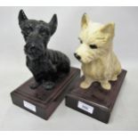 Pair of painted metal ' Black and White Whisky ' advertising figures in the form of dogs, 9ins