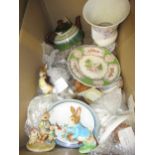 Quantity of various decorative ceramics including Beswick Beatrix Potter figures, one of Peter