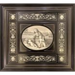 Giovanni Battista Gatti, 19th Century rectangular ebony and ivory inlaid plaque depicting the Holy