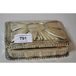 Birmingham silver rectangular embossed dressing table box, with hinged cover and gilded interior