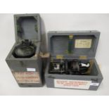 Mid 20th Century black japanned Astro compass mark II, in original carrying case together with a mid