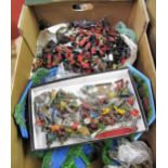 Small quantity of various lead figures of cowboys and plastic soldiers etc.