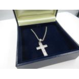 Italian silver (925 mark) and paste set cross on chain