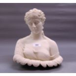 Copeland Parian bust of Clyte, impressed marks, 11.25ins high