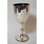Large London silver pedestal trophy cup, 15 troy ounces, 11ins high