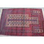 Small Belouch prayer rug, 4ft 4ins x 2ft 10ins approximately