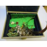 Box containing a quantity of costume jewellery including silver