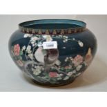 Japanese cloisonne jardiniere decorated with doves in foliage, 11.5ins diameter x 7.5ins high