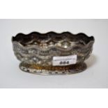 19th Century oval embossed silver pedestal bowl, 5 troy oz