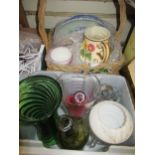 Small box containing a quantity of various glassware and another quantity of various ceramics,