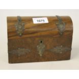 Victorian figured walnut and brass mounted stationery box with hinged cover enclosing a divided