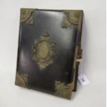 19th Century black leather and brass mounted photograph album