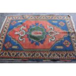 Turkish Persian pattern rug on red ground with multiple borders, 4ft x 6ft