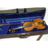 Late 19th / early 20th Century violin with 14.25in two piece back, bearing label for C.H.J.B.