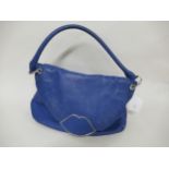 Lulu Guinness, blue leather handbag with dust bag, together with a Harrods white shoulder bag (at