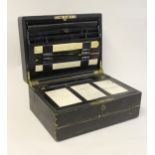 19th Century leather double fold-over rectangular writing box