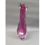 Val St. Lambert, pink art glass vase, signed, 14.5ins high Minor surface scratches to base otherwise