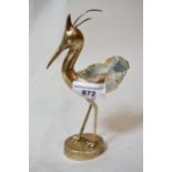 Grupo Gal (900 mark) white metal and rock crystal figure of a wading bird