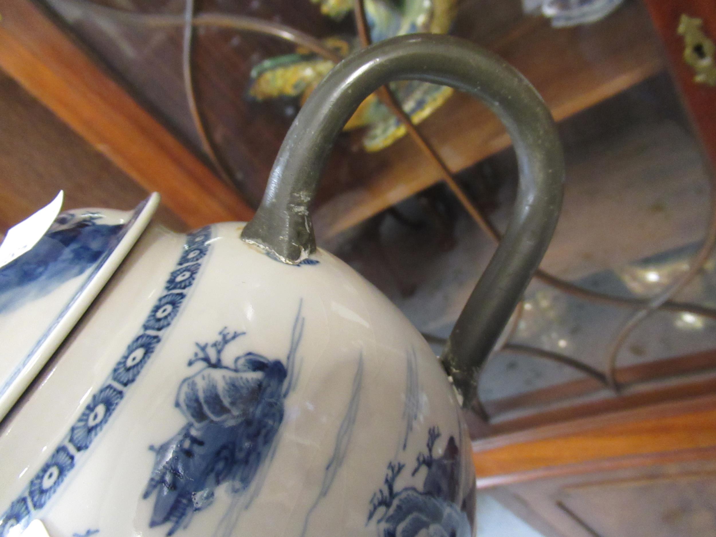 18th Century Chinese blue and white teapot (damages and repairs), together with a small Chinese blue - Image 7 of 13
