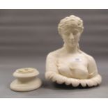 Copeland Parian bust of Clyte mounted on an Art Union of London socle, impressed marks (various