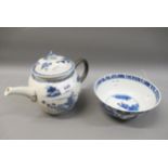 18th Century Chinese blue and white teapot (damages and repairs), together with a small Chinese blue