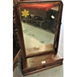 George III mahogany rectangular swing frame toilet mirror with box base