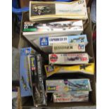Box containing ten various model aircraft kits