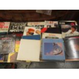 Small quantity of LP records including Pink Floyd ' The Wall ', together with a wooden cash box