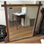 Late Victorian aesthetic movement walnut and inlaid overmantel mirror, 50ins x 44ins