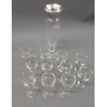 Quantity of various liqueur glasses, together with a glass flared rim vase