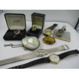 Small quantity of miscellaneous costume jewellery and watches, including silver and amethyst items