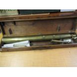 Late 19th / early 20th Century brass telescope in original fitted case, 42ins long approximately,