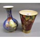 Carlton Ware blue lustre vase, decorated in oriental style and another Carlton Ware Rouge Royale