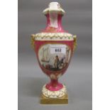 18th / 19th Century Continental porcelain baluster form vase and cover painted with panels of