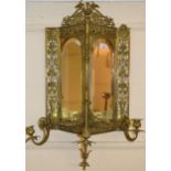 Late 19th / early 20th Century gilt brass girandole, 30ins high overall Small chip to one corner