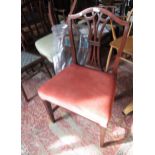 Set of four 19th Century mahogany shield back chairs (some damages), together with a ladderback