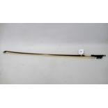 Good quality early 20th Century mahogany, ebony, silver and abalone shell mounted violin bow (