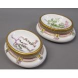 Rare pair of early Royal Copenhagen Flora Danica open salts, 4.25ins wide