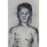 Claire Garonsky, charcoal on linen, figure study, inscribed ' For Robert From Claire ', 56ins x 17.