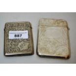 Birmingham silver floral engraved card case, together with a later silver card case, 4 troy ounces