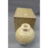 Oriental pottery floral decorated baluster form vase in original fitted box