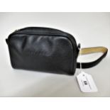 Longchamp, black leather belt with detachable bag, complete with dust bag